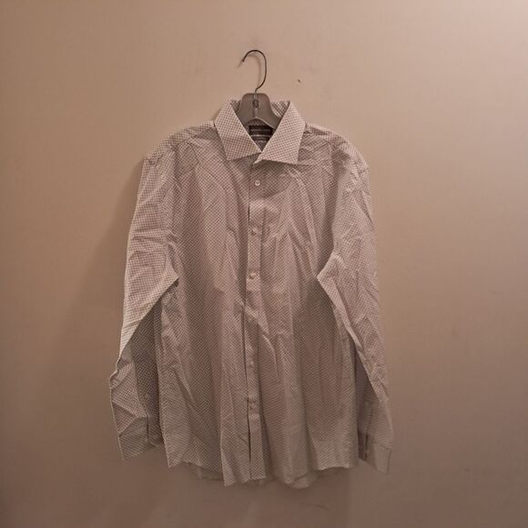 Michael Kors Shirt Men's Large 16 White Printed Slim Fit Office Career - Picture 1 of 10